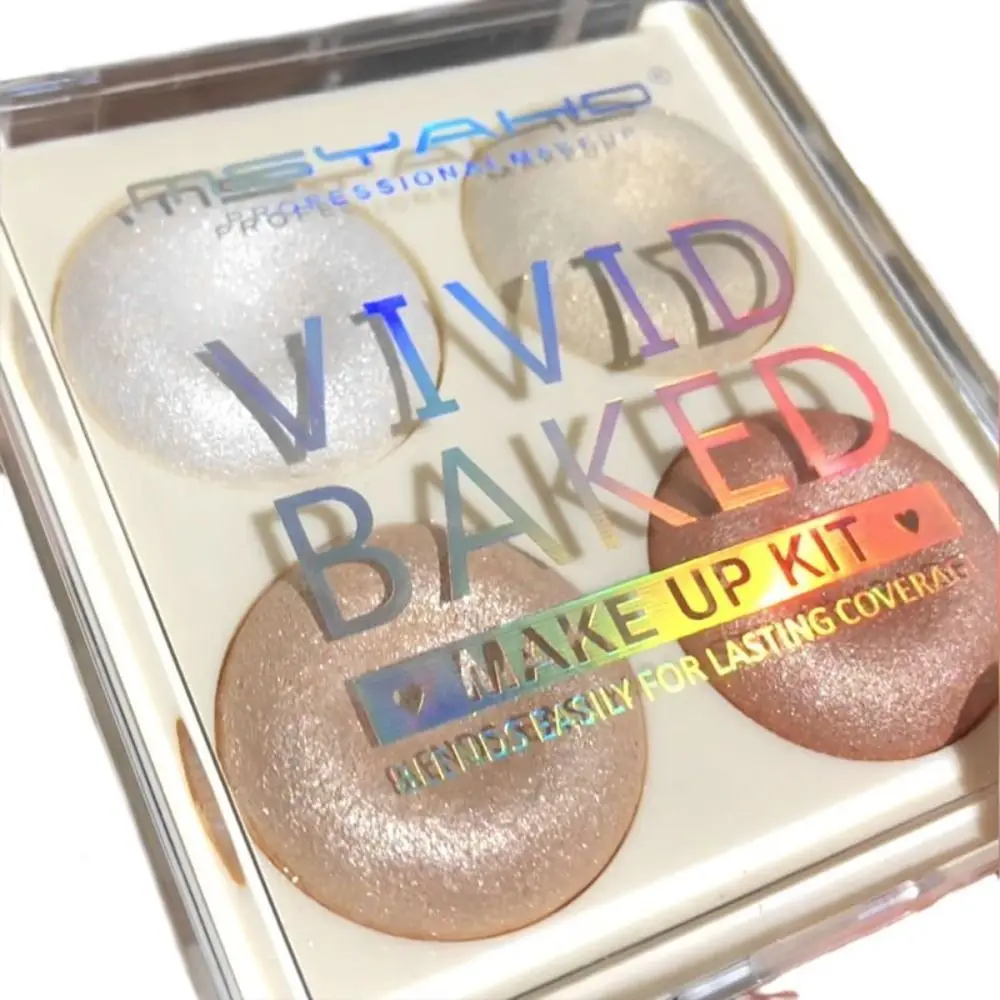 Bandeja para resaltar Donut de 4 colores, textura delicada, resaltador de brillo de Color duradero, sombra de ojos brillante, gusano de seda tumbado