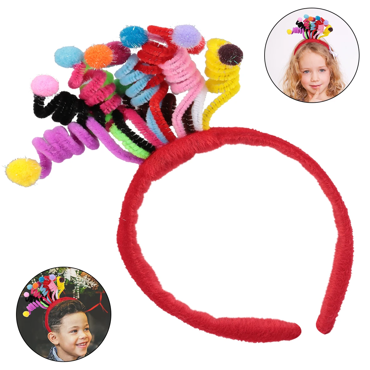 

1Pcs Colorful Spring Ball Hair Band Design Hair Hoop Carnival Party Accessory Tenbtacle Design Headband