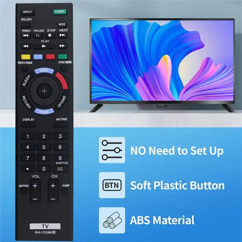 B86B RM-YD096 Replace Remote Control for Sony Bravia LCD TV KDL-70R550A KDL-60R550A KDL-50R550A Durable Black