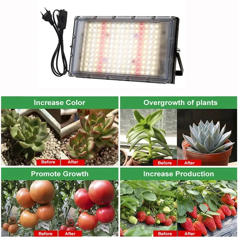 Plant Light 220V Sunlight Grow Light Full Spectrum 380-840nm 100W 300W Hydroponic Light Greenhouse Flower Seed Grow Lighting