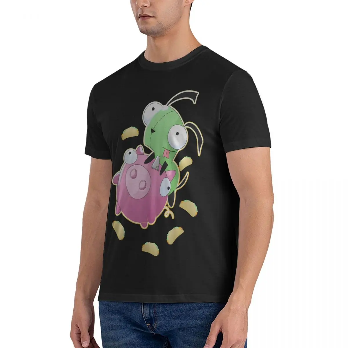 Men Tacos, Explosions, And A Pig T Shirt Invader Zim Gir Pure Cotton Clothing Fashion Short Sleeve Round Collar Tee Shirt