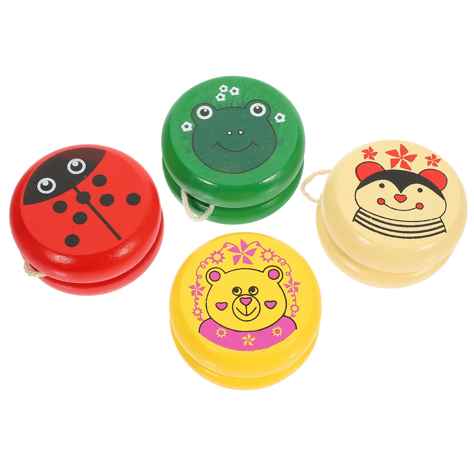 4 Pcs Yo-Yo Outdoor Toys for Kids Children S- Balls Educational Interesting Wooden Yoyo Creative Playthings Lovely