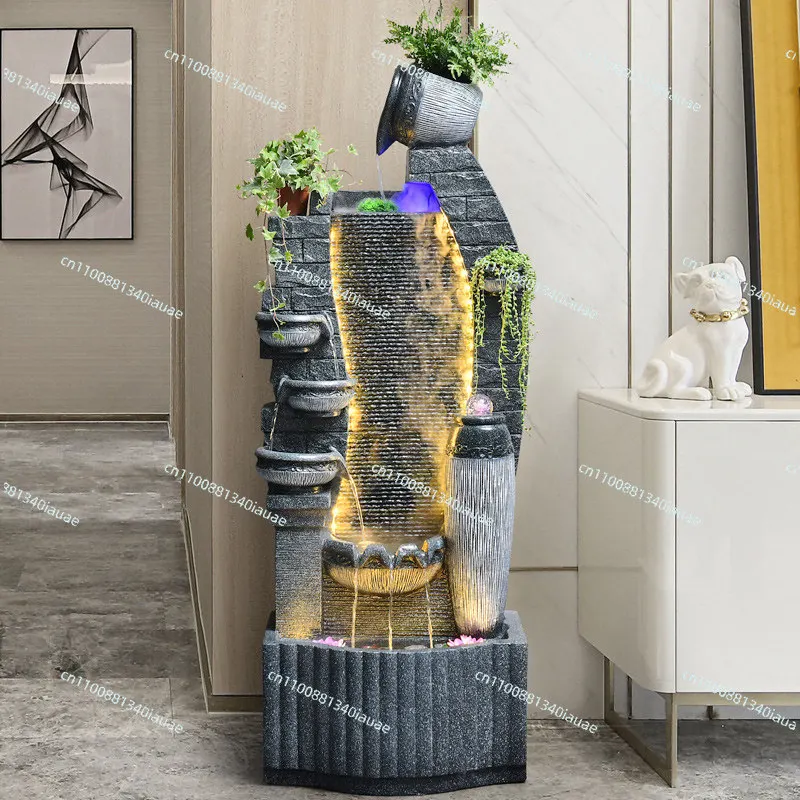 Flowing Water Ornament Living Room Light Luxury Landscape Circulating Water Curtain Wall Rockery Feng Shui Wheel Generates