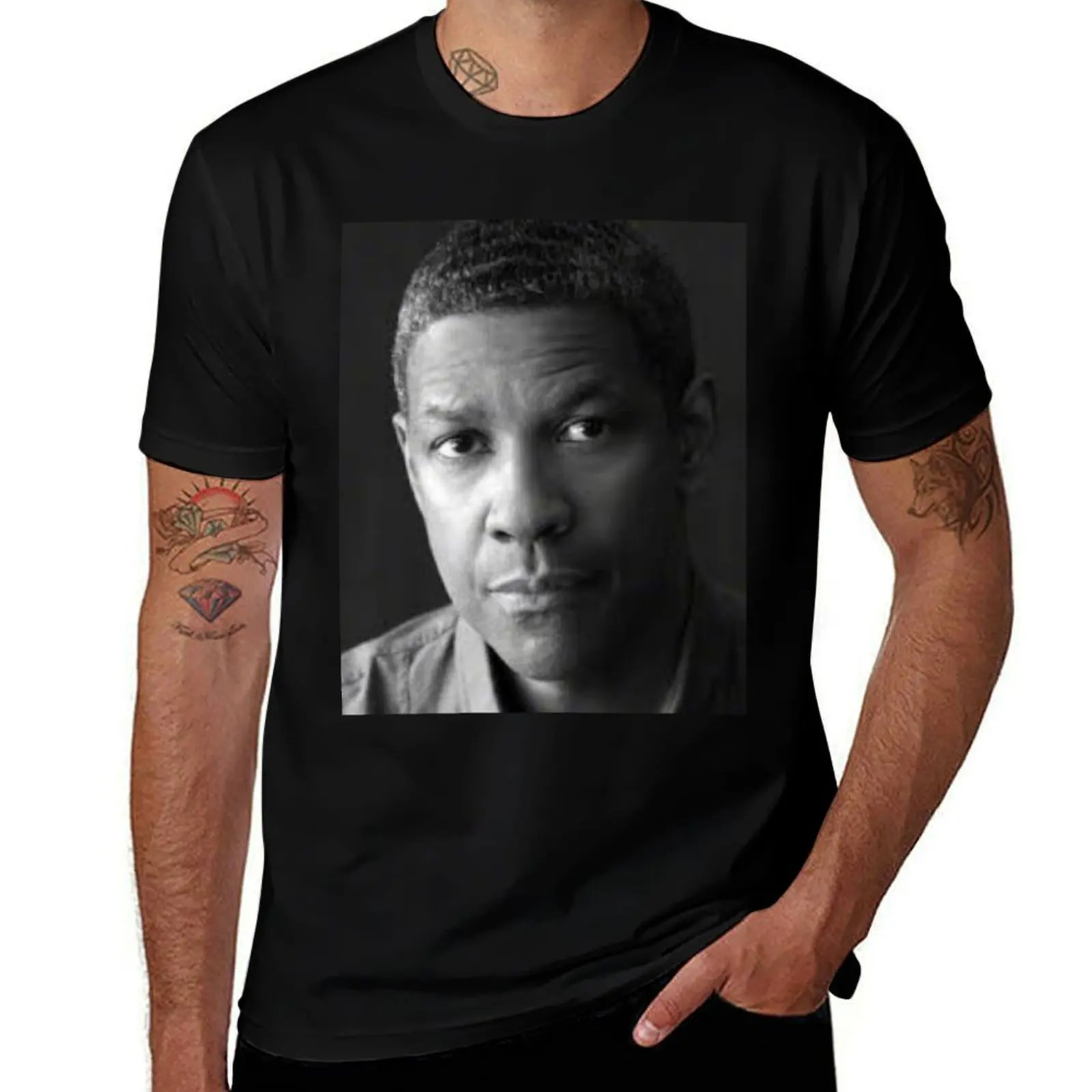 

Denzel Washington T-Shirt plus sizes heavyweights summer clothes blue lock workout shirts for men