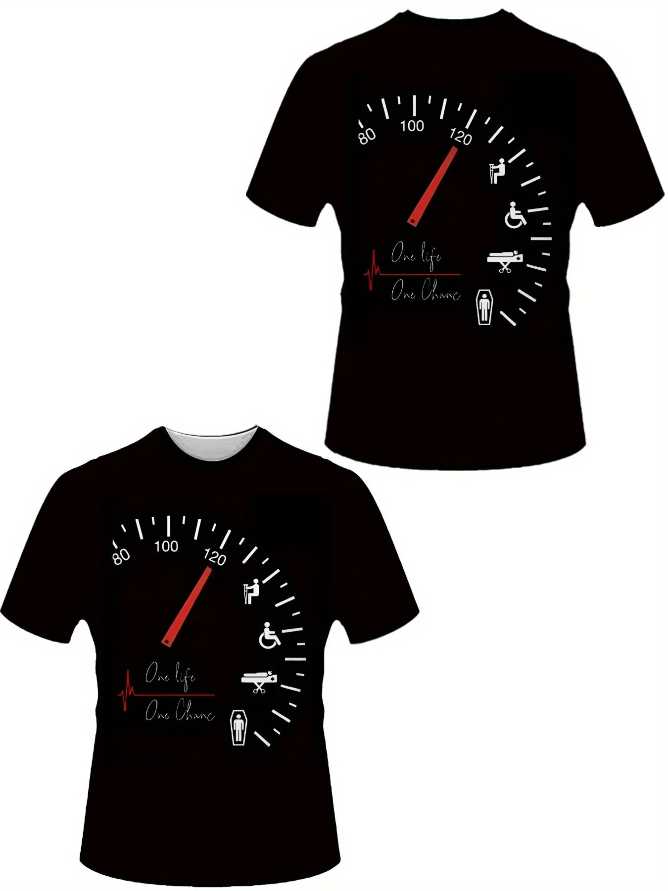 Speedometer Life Stages Graphic Men's Cotton T-Shirt Cool Fitness Gym Casual Tee