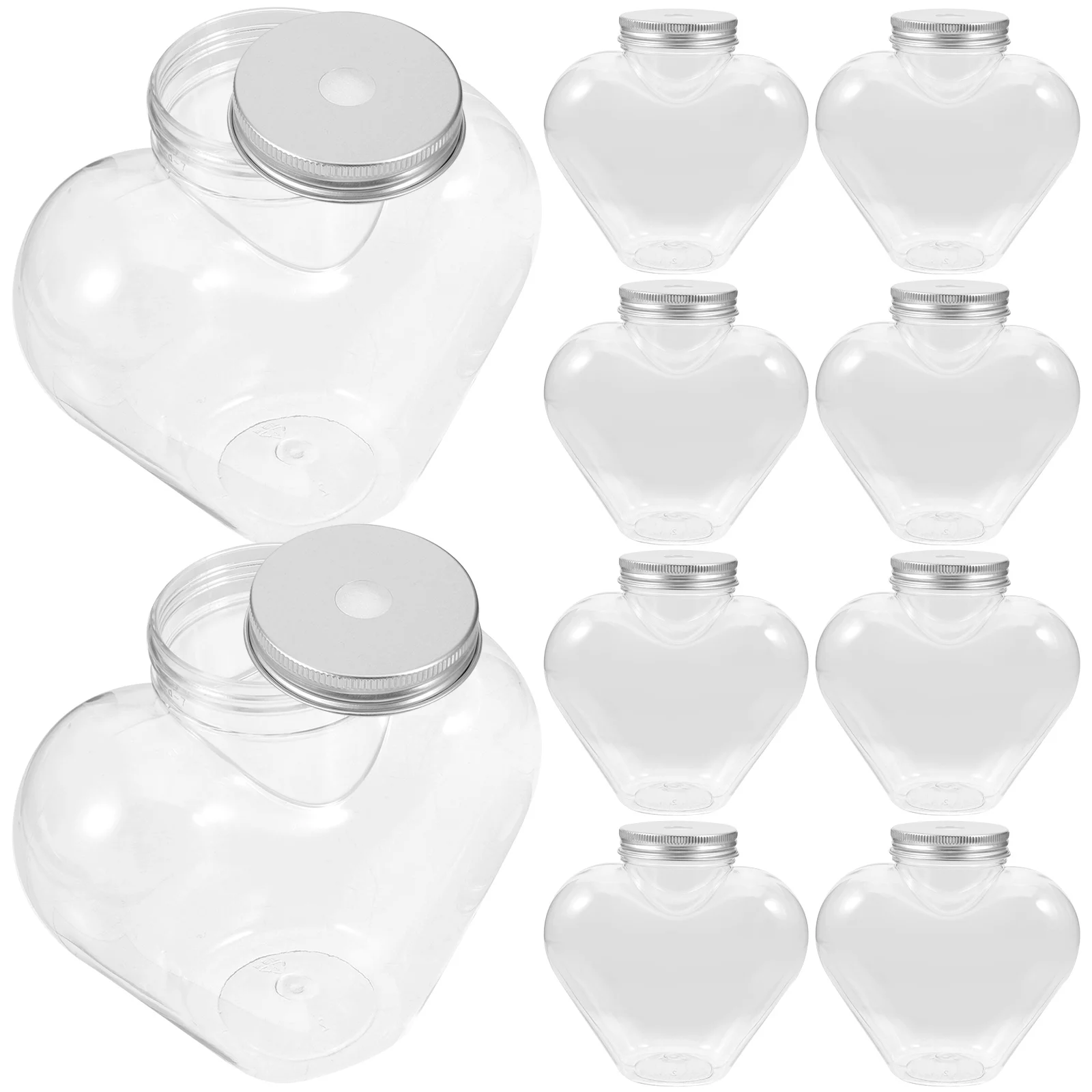 10 Pcs Love Plastic Bottle Clear for Drinks Heart Bottles Heart-shaped Beverage Small with Hole Caps Juice Jar