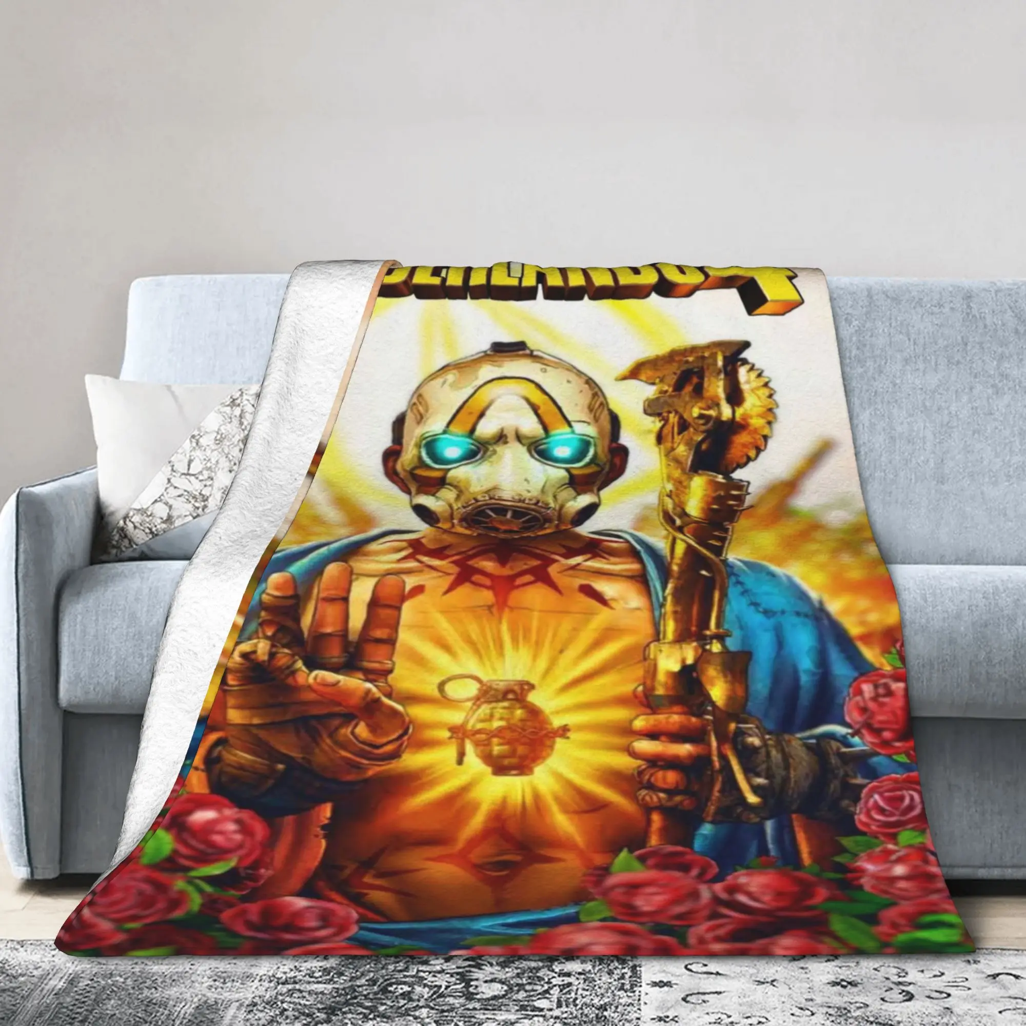 بطانيات لعبة Borderlands 4 من الصوف المريحة وخفيفة الوزن ورفيعة لمفرش الأريكة