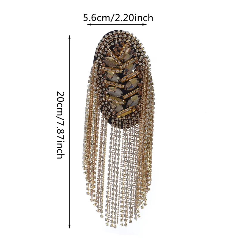 Tassel Epaulet Rhinestone Shoulder Board Costume Shoulder Badge Decor Shoulder Mark Fringe Epaulet Badge 2024 New Fashion