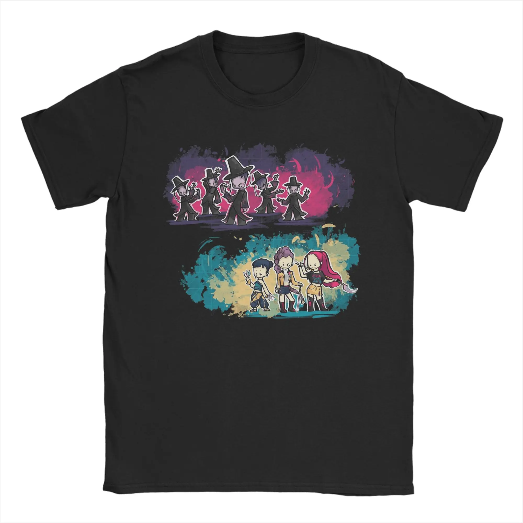 

Saja Boys vs Huntrix Kpop Demon Hunters Cotton T-Shirt Men Summer Basic T-Shirts O-Neck Trendy Tee Shirt Plus Size Casual Tops