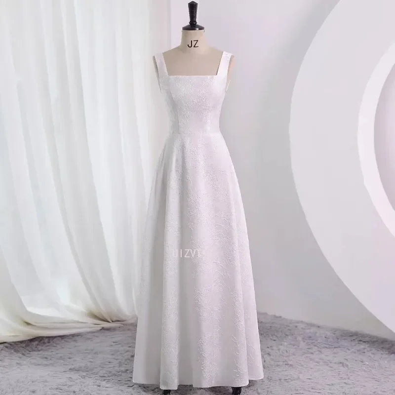 2025 neue Weiße Quadrat Kragen Brautkleider Sexy Frauen Elegante Luxus Lange Party Kleid Koreanische Formale Anlass Kleid Vestidos