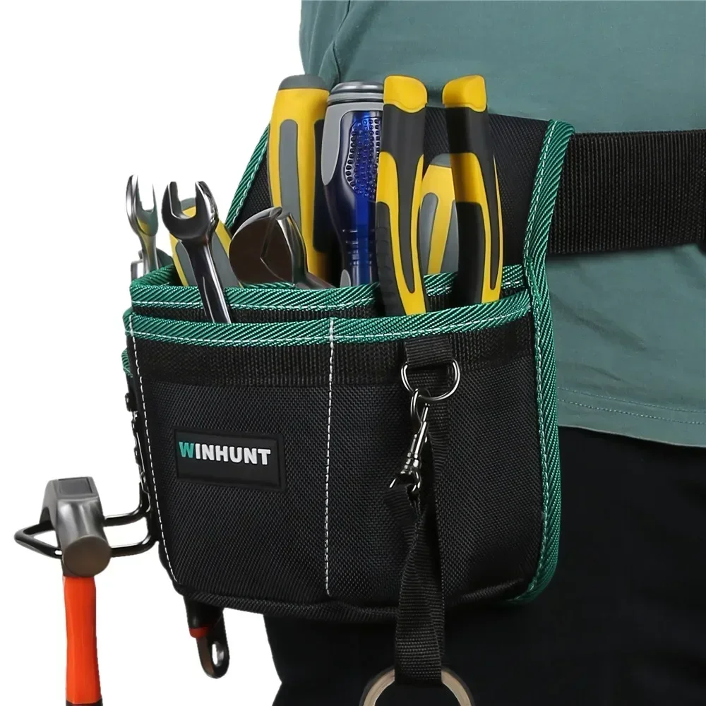 WINHUNT Hard Tool Waist Bag with Belt Tool Storage Tool Organizer Pouch for Carpenter Electrician Tools