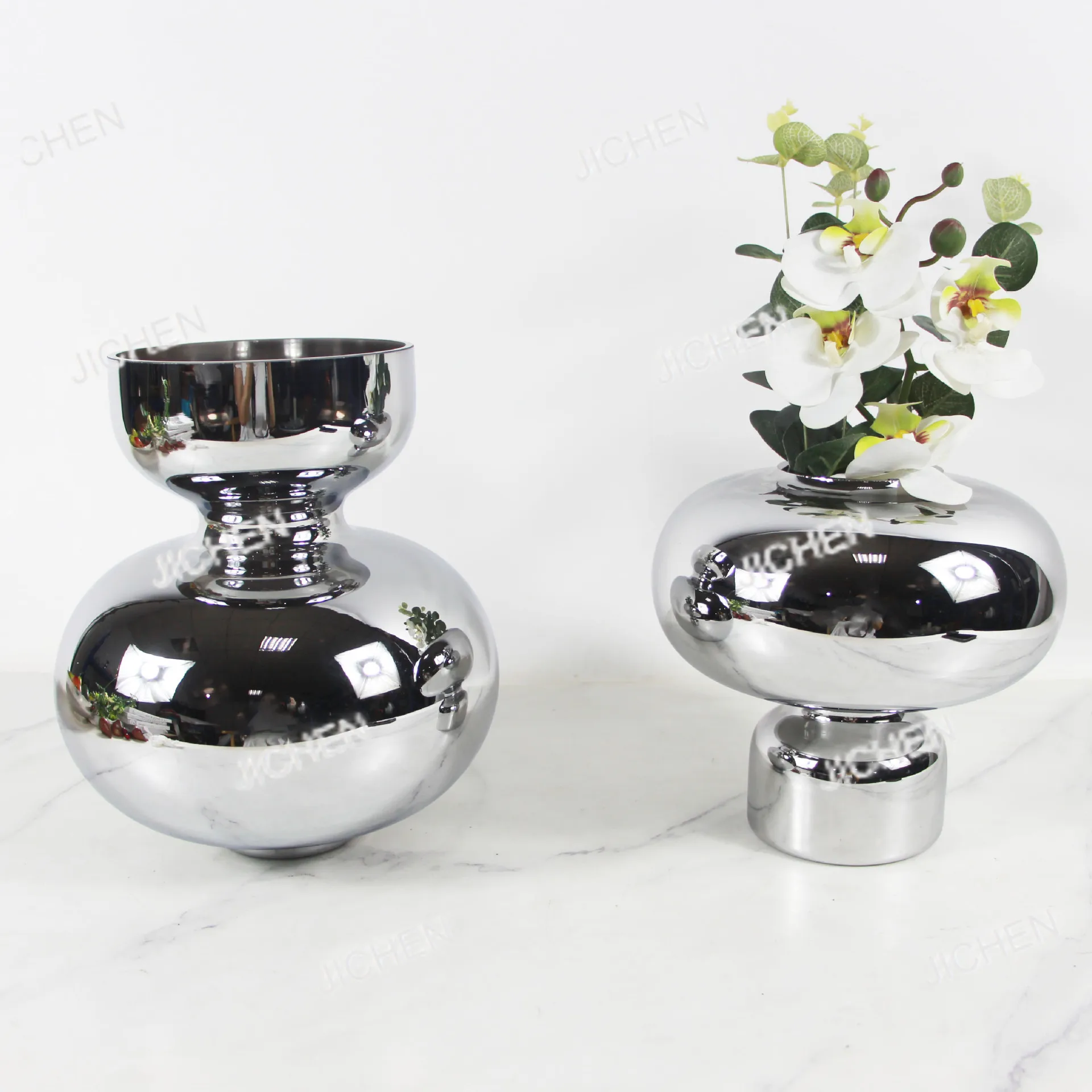 

nNeu silver-plated colored blue glass vase model room dining table flower ware porch ornament