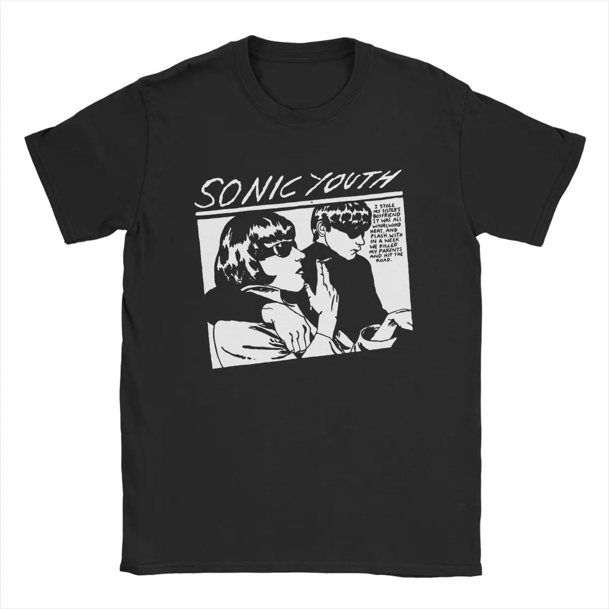 Vintage Heat And Youth Flash Sonic Youth T-Shirts Men O Neck 100_ Cotton T Shirt Music Band Short Sleeve Tees Big Size Tops
