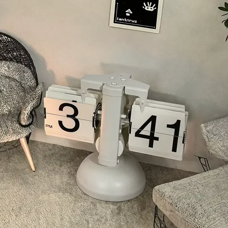 HQ-3 12-Hour Single Base Automatic Page Turning Alarm Clock Mechanical Desk Bedroom Clock Custom Office Calendar