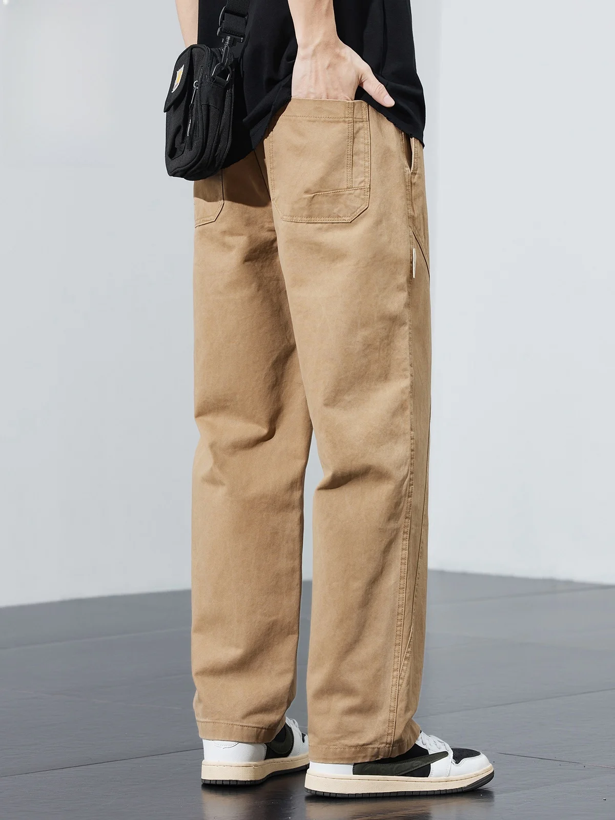 

Мужские повседневные свободные брюки прямого кроя из хлопка, рабочие штаны, весенние американские брюки из чистого хлопка, длинные брюки