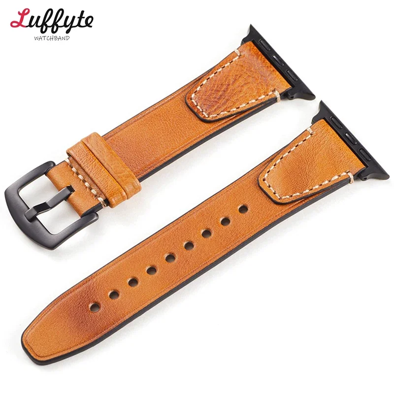 Ремешок кожаный для Apple Watch Ultra, мужской браслет для IWatch Se 6 5 4 Series 9 8 7 Ultra 2, 49 мм 45 мм 42 44 мм