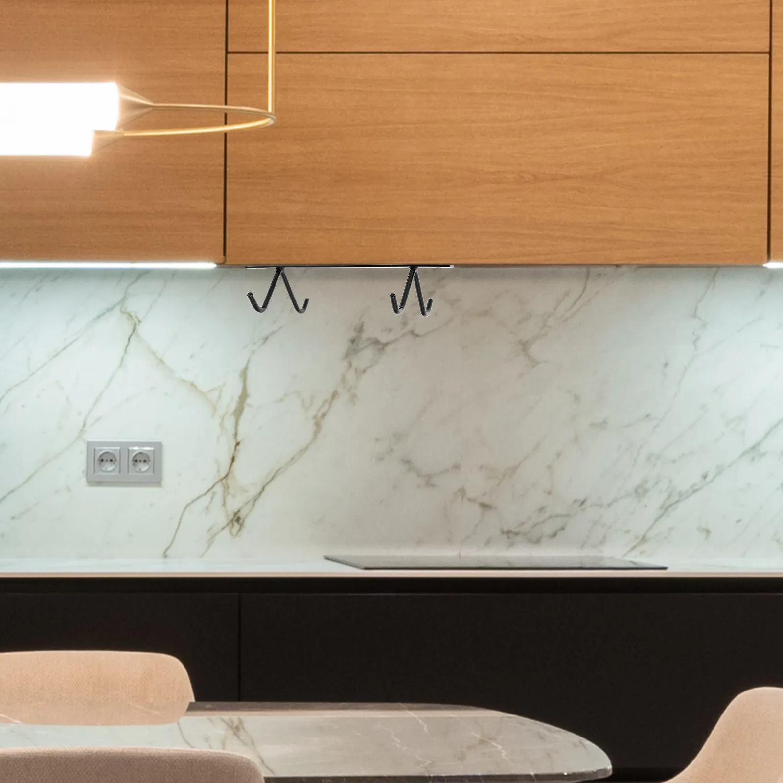 

3Sets Kitchen Mug Hooks Under Cabinet Cup Hangers Pot Spatula Holder Coffee Cup Drying Hooks Household Kitchenware Holders