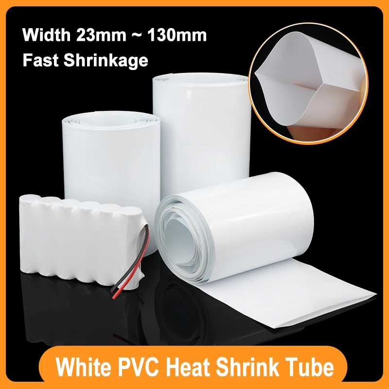

1m ~ 20m PVC Heat Shrink Tube White 7mm ~ 160mm for 18650 Lithium Battery Pack Insulated Film Wrap Case Protection Cable Sleeves