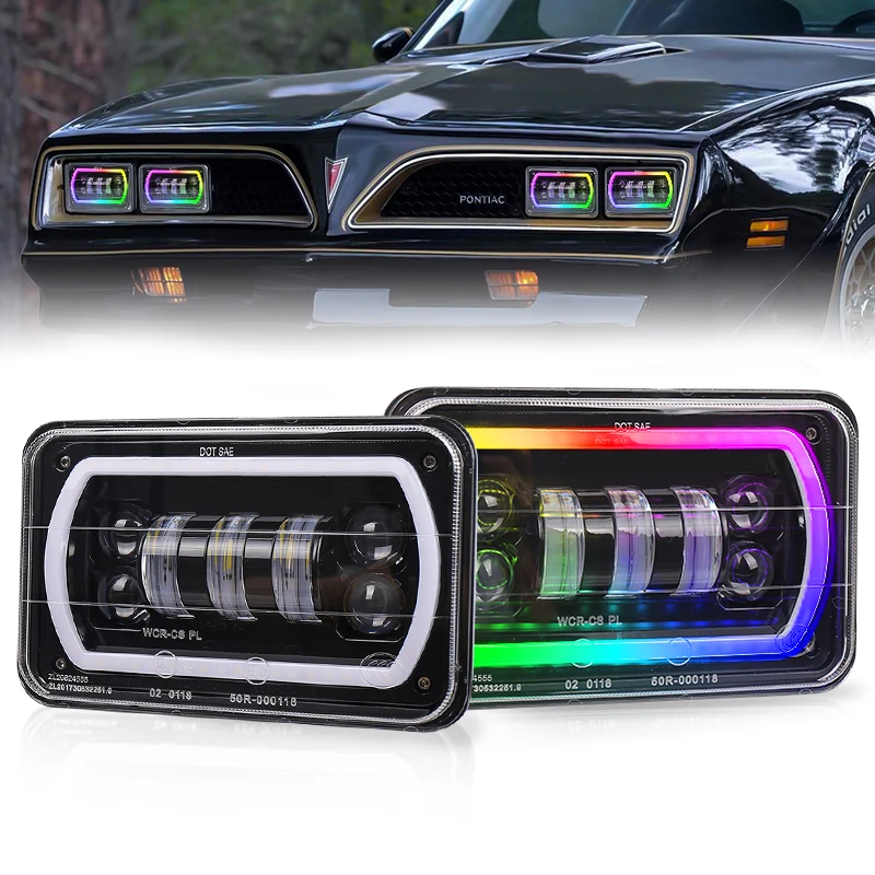H4651H4656 H4666 Faro LED cuadrado 4x6 pulgadas RGB para camión Peterbilt Kenworth Monte Carlo Oldsmobile