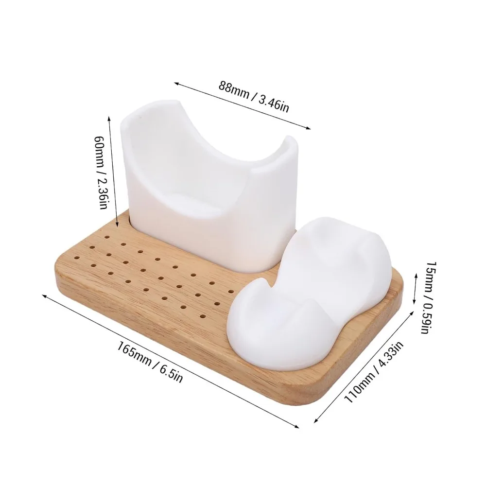 Silicone Sleeve Nail Drill Bit Holder Wood Base Soft Drill Bit Organizer Sturdy 24 Holes Universal Storage Box Home Salon Use - view 6