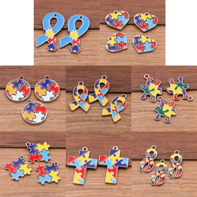 

Ribbon Pendant with Puzzle Diy Bracelet Keychain Crafts Making Supplies