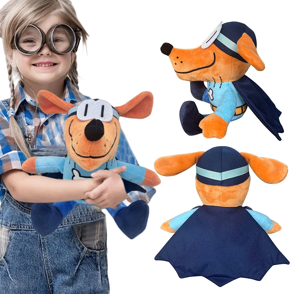 

For Dog Man Detective Dog Plush Toy PP Cotton Fluffy Dog Toy Soft Soft Dog Plushies Cartoon Baby Toy for Christmas Birthday Gift