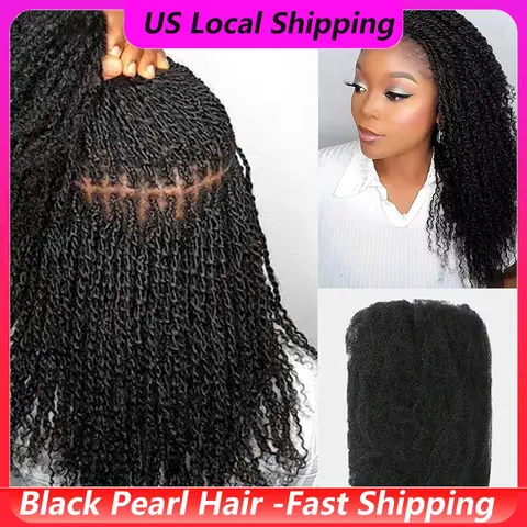 Cabello Remy Afro Kinky Bulk - Cabello humano brasileño de 50 g - Sin accesorio para rastas y trenzas torcidas - Negro natural/marrón/gris