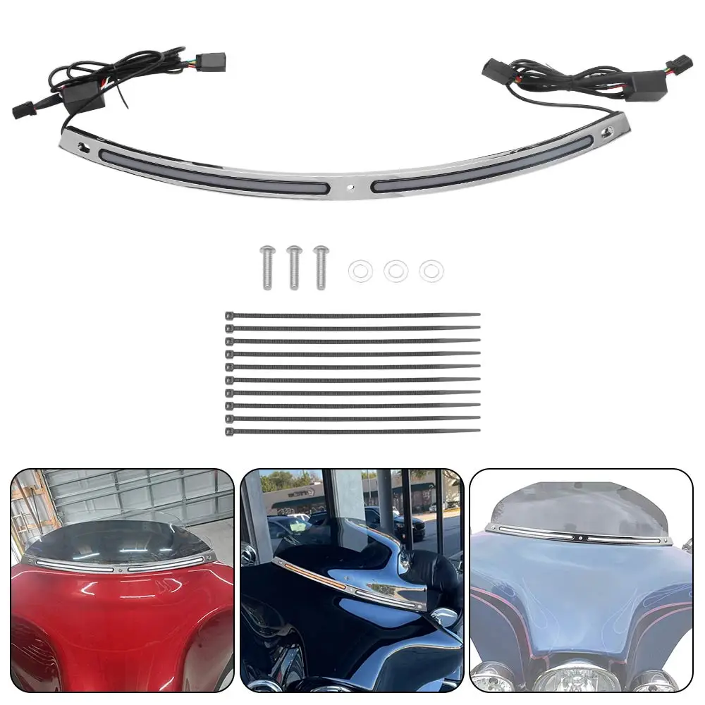 Motorcycle Windshield Trim With LED Running Turn Signal Light For Harley Touring Electra Glide Classic FLHTC/I 1996-2013 Parts