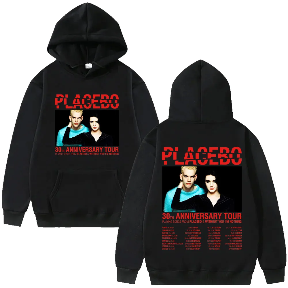 Placebo 30th ANNIVERSARY TOUR Graphic Hoodies Harajuku Alternative Metal Rock Band Streetwear Women Men Long Sleeve Y2K Pullover