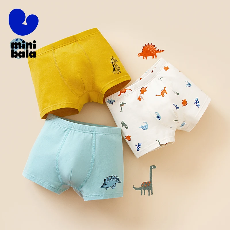 

Детские трусы Mini Bala для мальчиков, удобные дышащие шорты с четырьмя углами, не защемляющие, 3 шт.