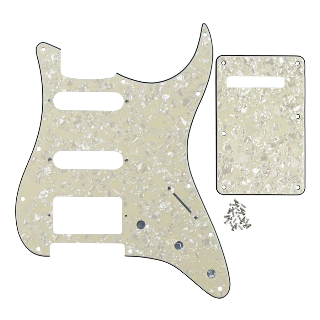 4-lagiges Aged Pearl 11-Loch USA ST Gitarren-Schlagbrett SSH & Rückplatte & Schrauben