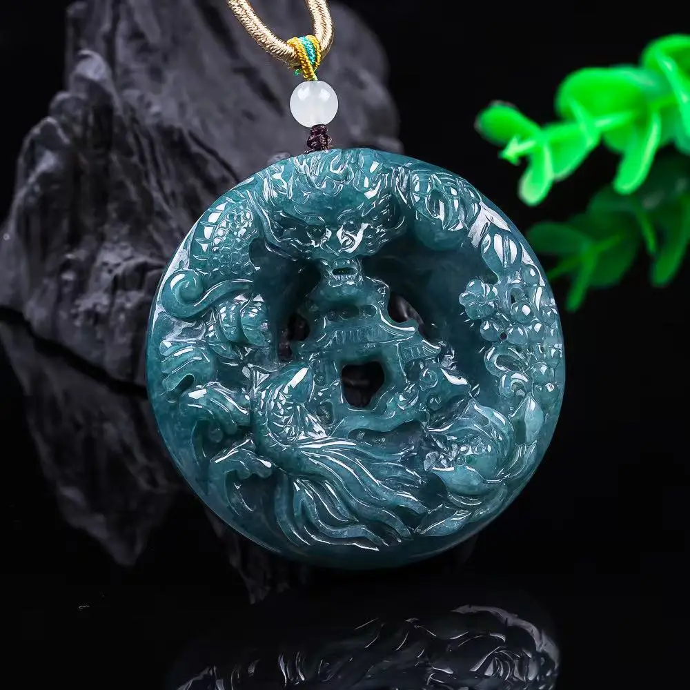 

Burmese Jadeite Dragon Pendant Necklace Natural Jewelry Luxury Real Jade Talismans Gifts for Women Charm Gemstone Accessories
