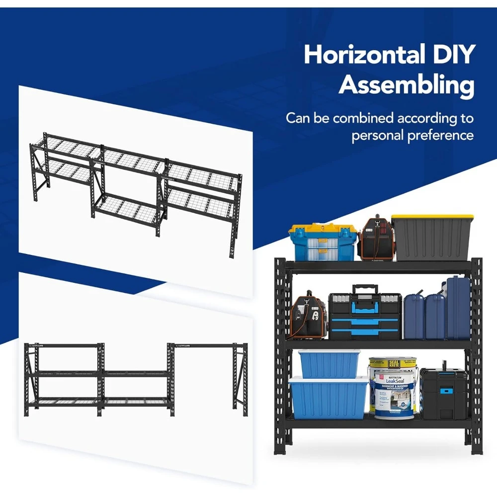 Garage Shelving 2-Pack, 3-Tier Heavy Duty Adjustable Shelves, 4650 Lbs Weight Capacity Storage Racks, 4 Feet Tall Industrial