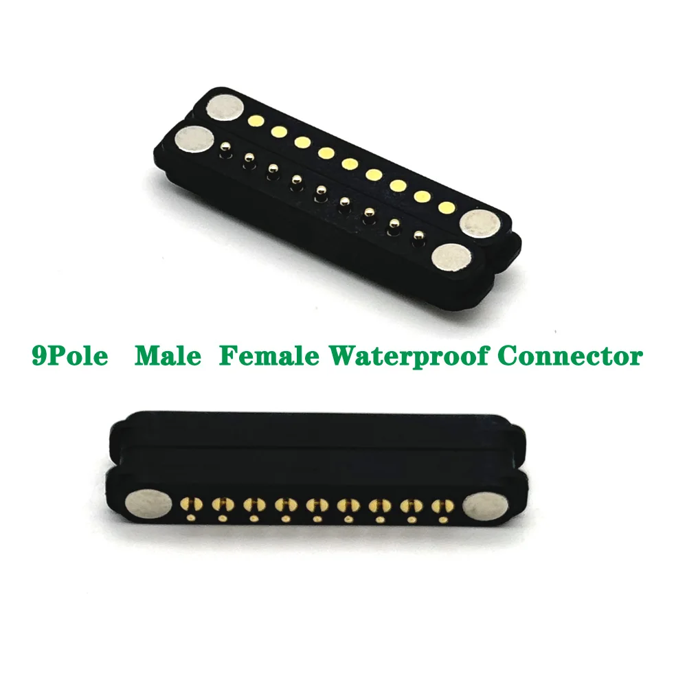 1Pair 1A Waterproof Magnetic Pogo Pin Connector 9 Pole Male Female 2.8mm/2.5mm Spring Load DC Power Socket 9Pin