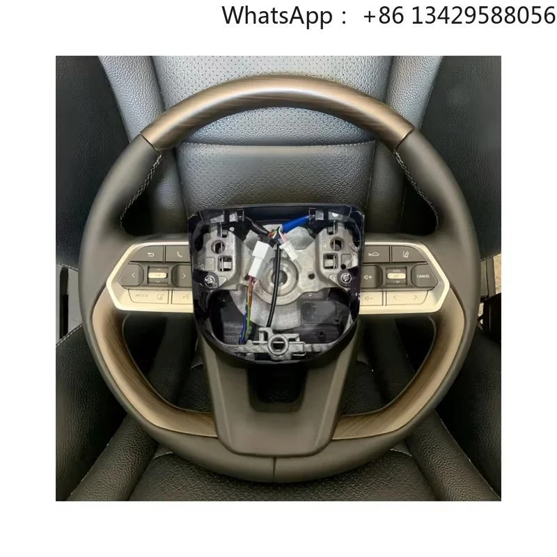 Custom Leather Steering Wheel Peach Wood Grain Steering Wheel for Toyota Land Cruiser LC300 Car Steering Wheel Assembly