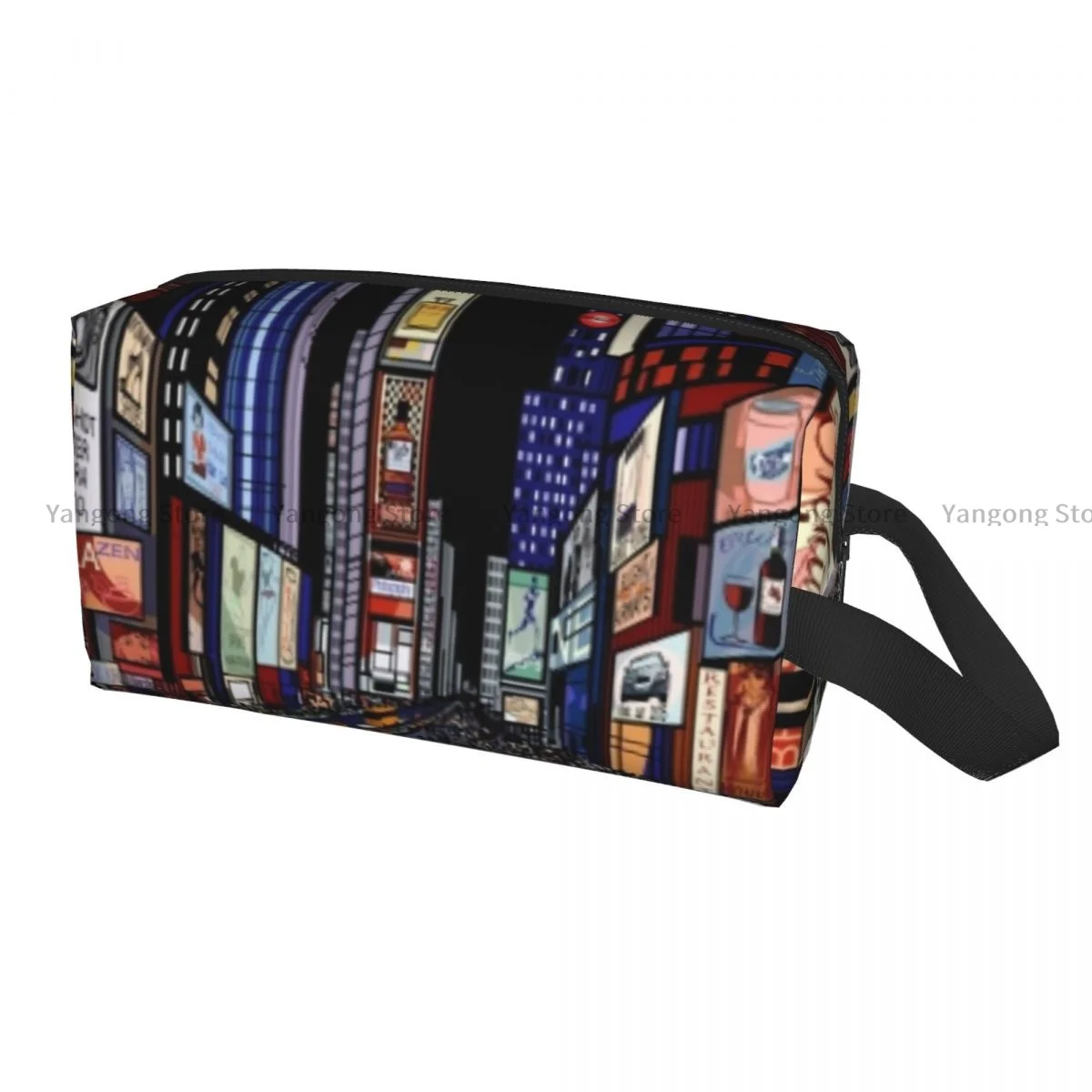 Travel Cosmetic Bag Zipper Wash Toiletry Bag Night View Of Times Square In New York Makeup Organizer Portable Storage Pouch