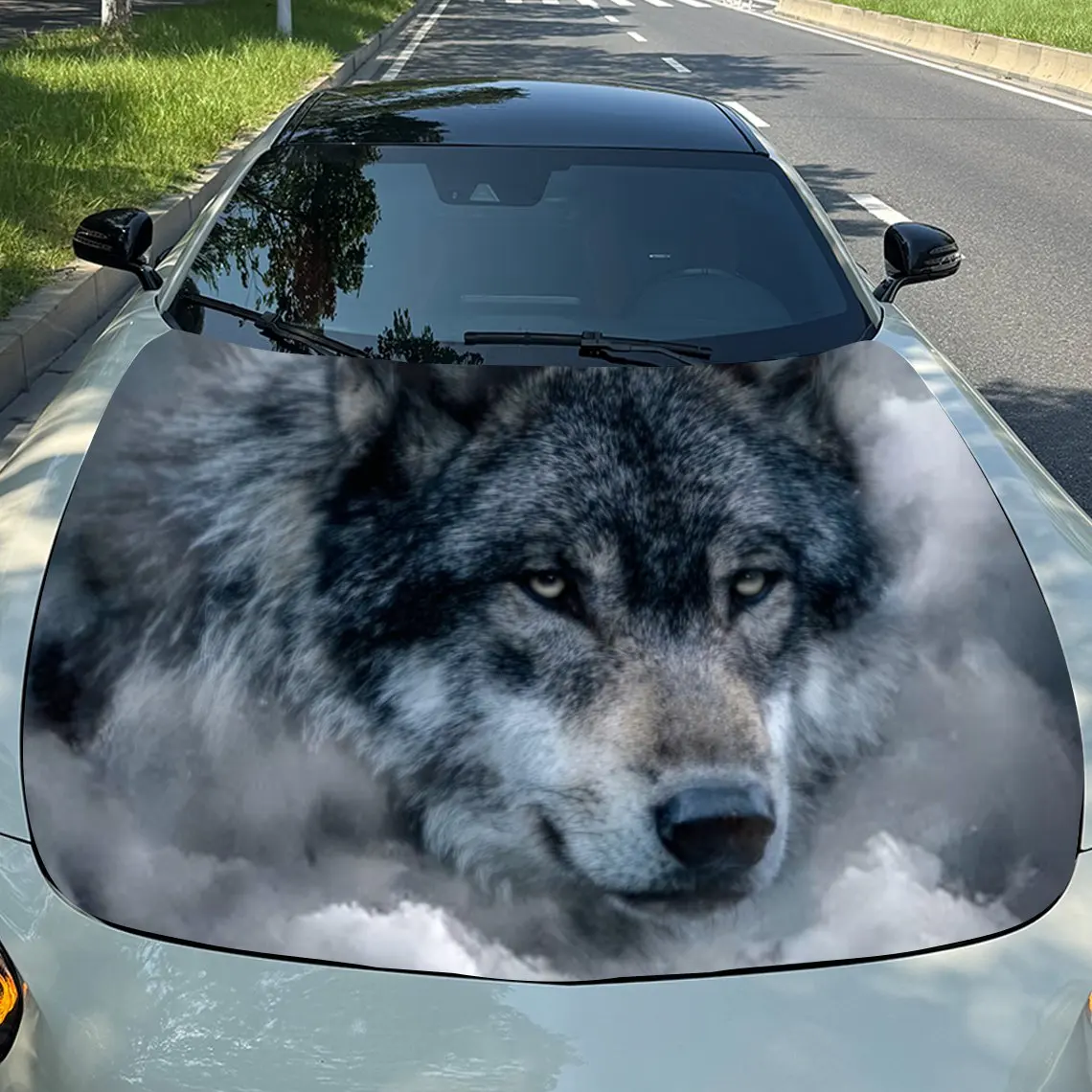 

The Wolf in The Cloud Cluster Durable Car Hood Stickers, Suitable for Most Vehicles, Ideal Gift, for Exterior Use, Vehicle Hood