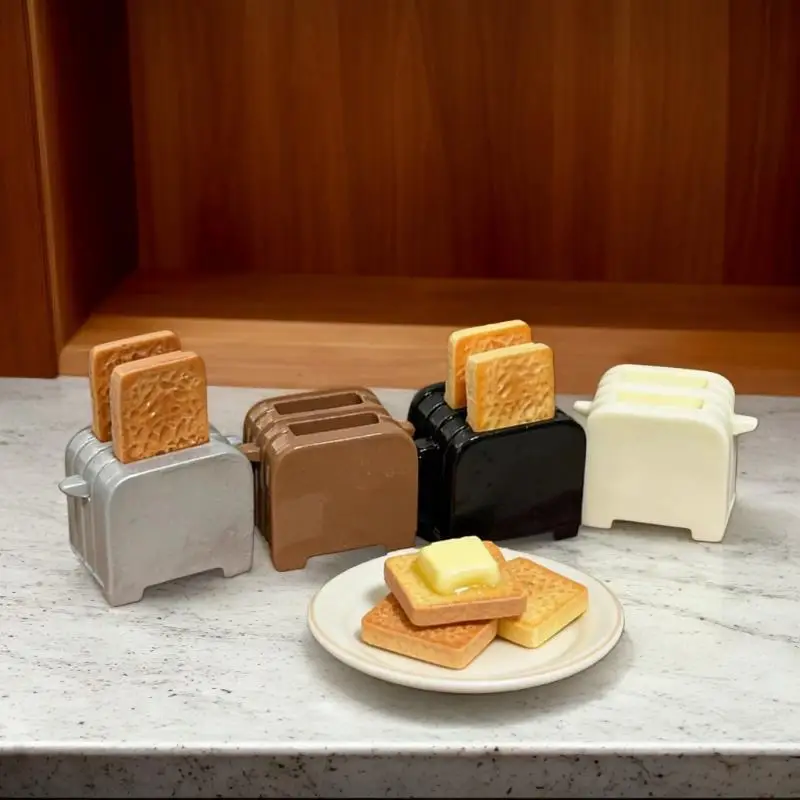 **1Pcs Creative Mini Breakfast Bread Machine Set Miniature Food Toy Kitchen Scene Model Small Dollhouse Accessories Color random