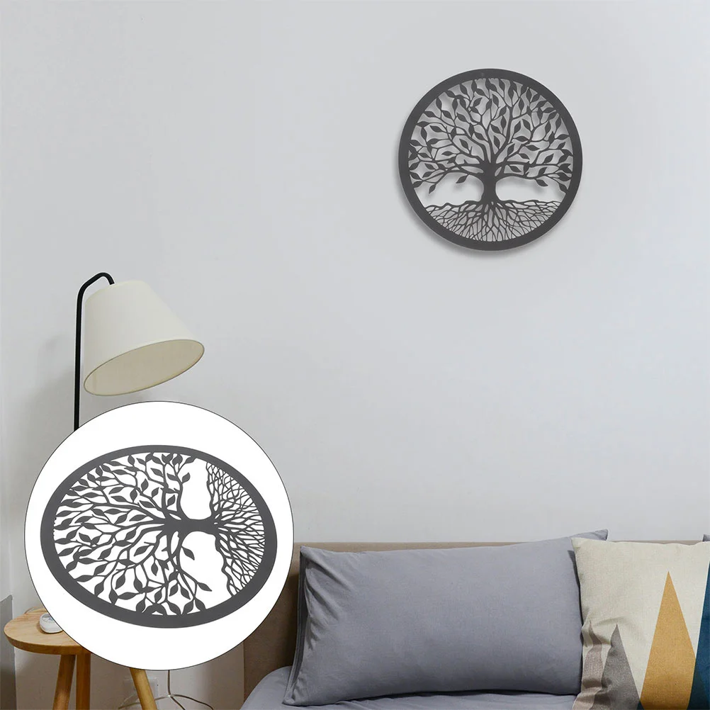 

2 Pcs Bohemia Wall Hanging Tree of Life Family Plaque Iron Decor Leaves Decoration