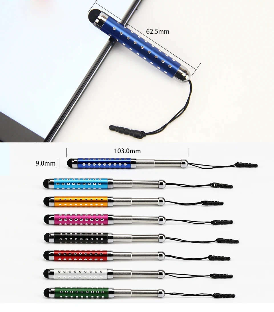 New Fahsion Capacitive Touch Screen Stylus Pen Retractable Three-Tier With Rhinestone For Smart Cell Phone Tablet PC Accessories