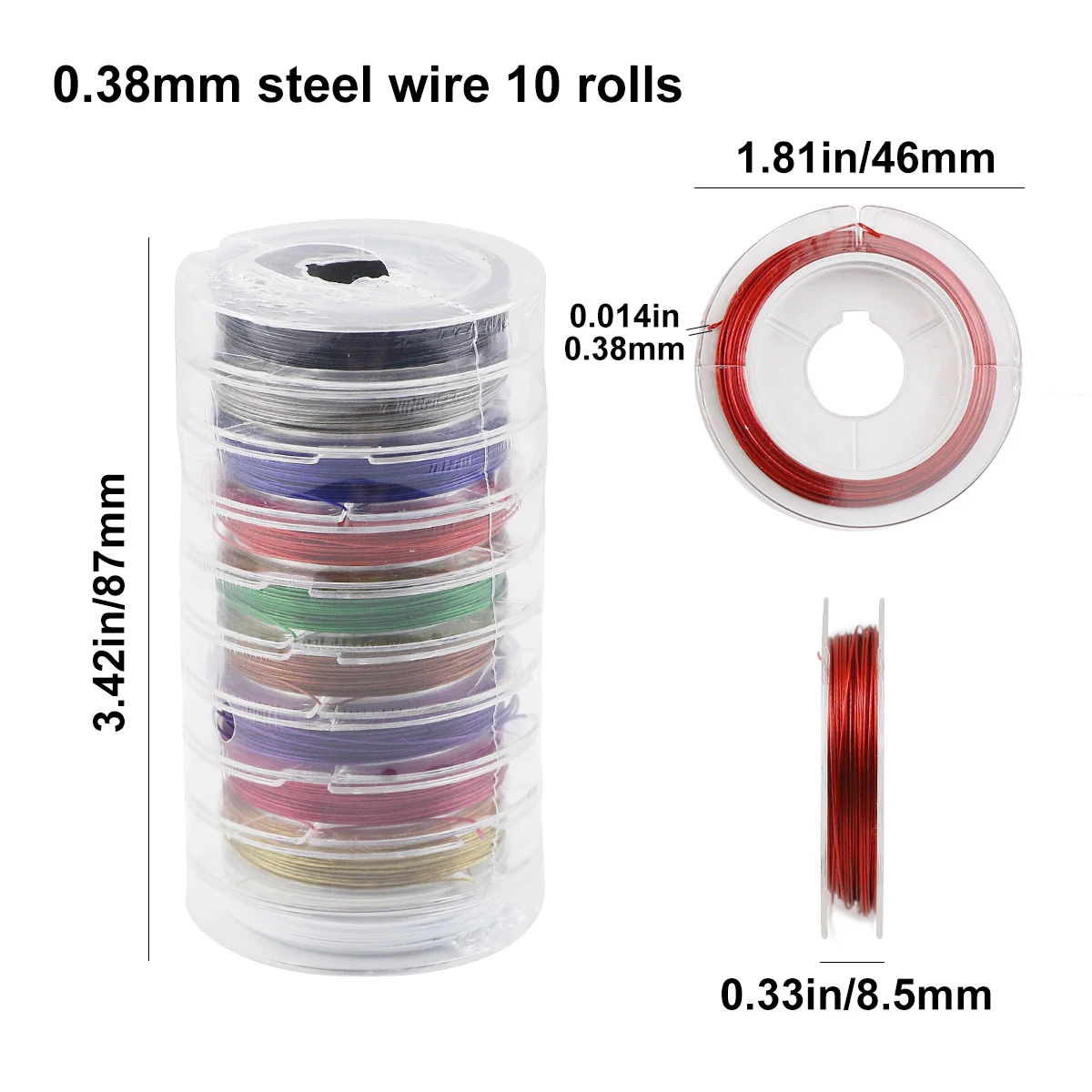 10 Roll Resistant Strong Line 0.3/0.38mm Set Stainless Steel Beading Wire Jewelry Cords String for DIY Bracelet Necklace Making