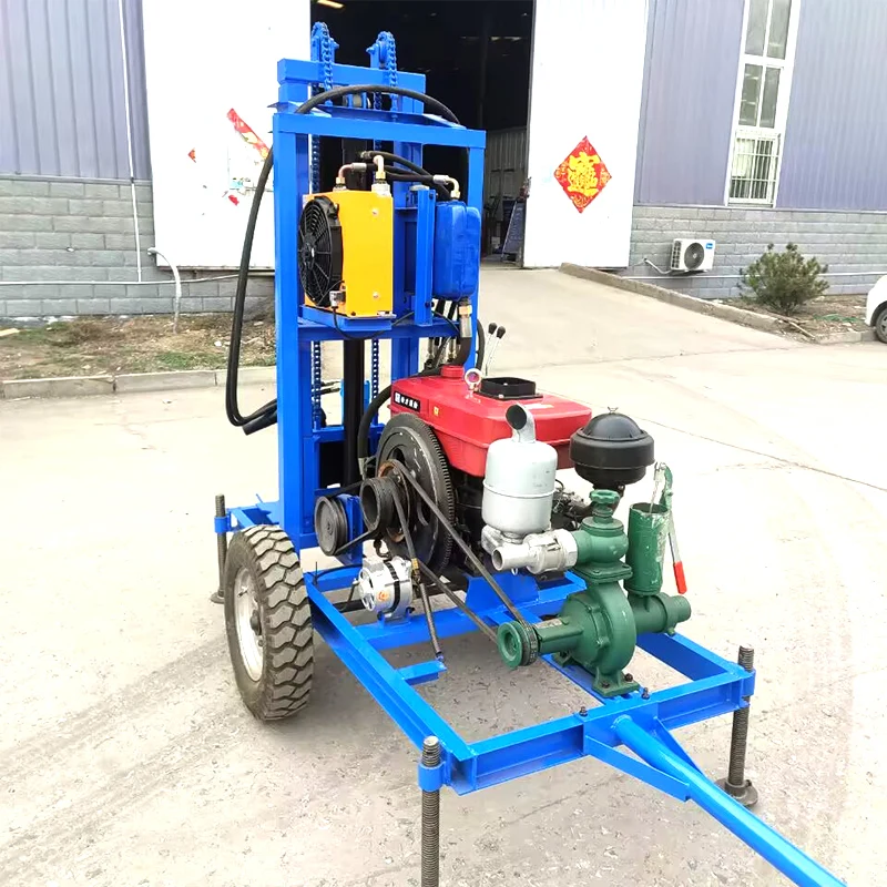 

Индивидуальная высококачественная дизельная буровая установка для водяных скважин 22-35 л.с., 100-180 м, портативная колесная гидравлическая буровая установка