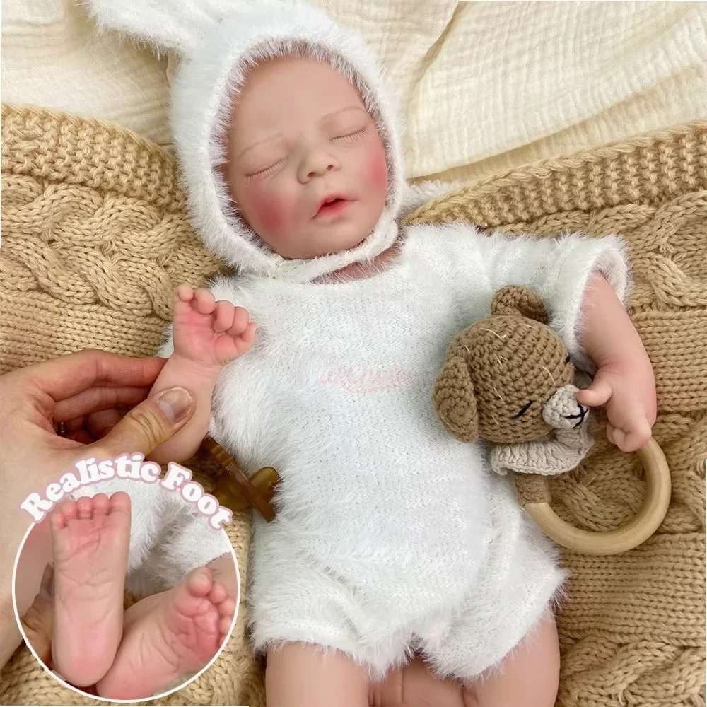 18-Inch Silicone Reborn Baby Doll, Medium Skin Tone, Hand-Painted Details, Lifelike Display