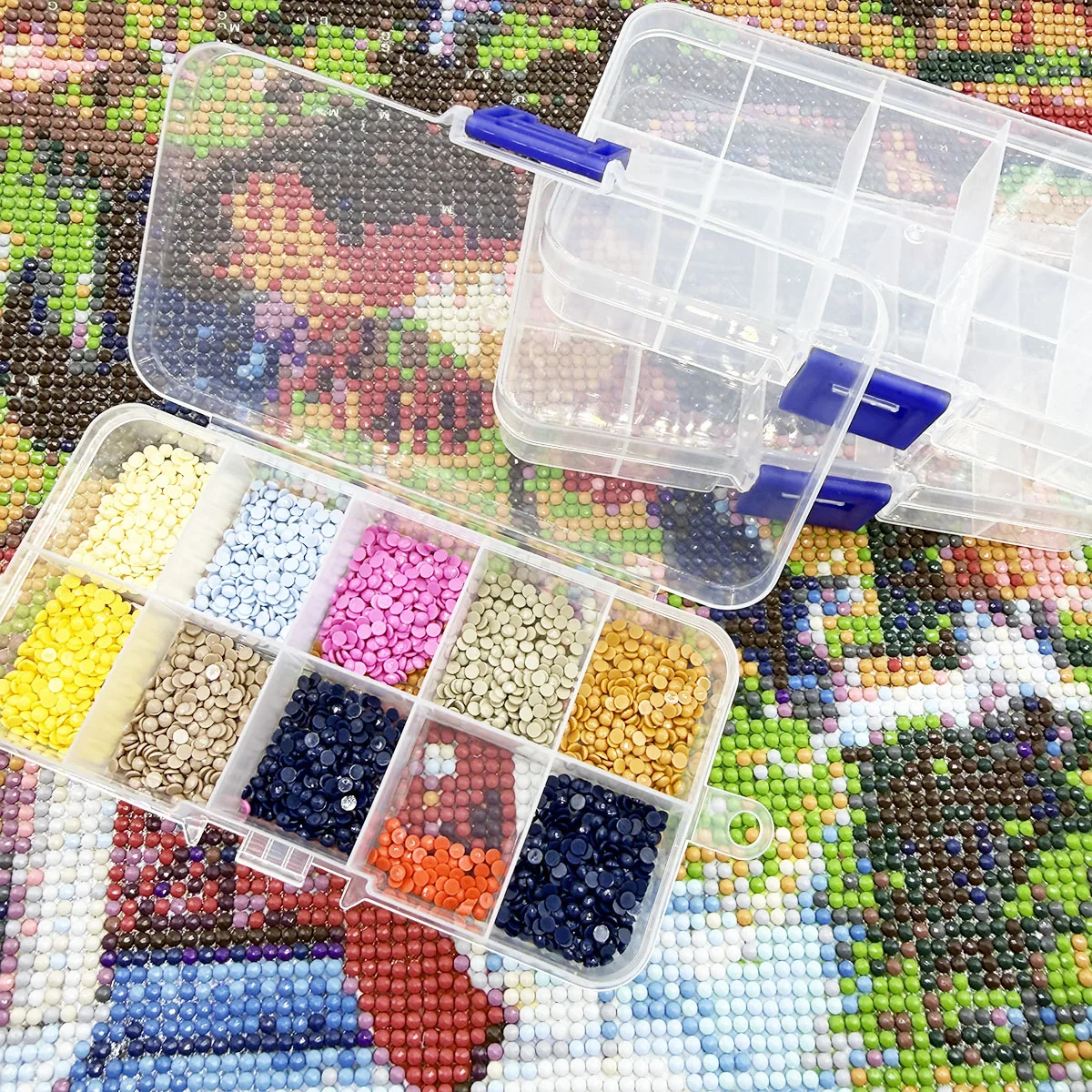3pcs/set Transparent Plastic Storage Jewelry Box Compartment Container Beads For Diamond Painting Jewelry Rectangle Box Case