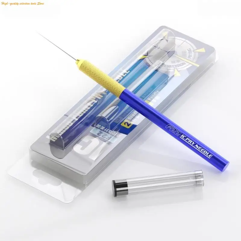 203F Chip Work Repair Pick Circuit Pry Needle with Fine Metal Tip, Textured Handle Area, Tip Cover, and Focused Reach for Board