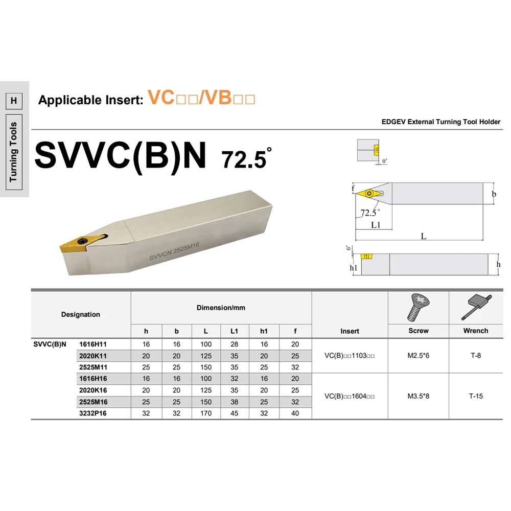 SVVBN SVVCN 1212H11 1616H11/16 2020K11/16 2525M11/16 3232P16 outil de tournage externe VBMT VCMT insérer vis porte-outil de tour cnc