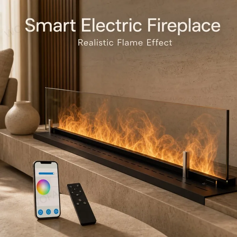Automatic Water Filling 3D Water Vapor Fireplace Electric Steam Fireplace LED Flame Effect Smart Control System Villa Fireplace