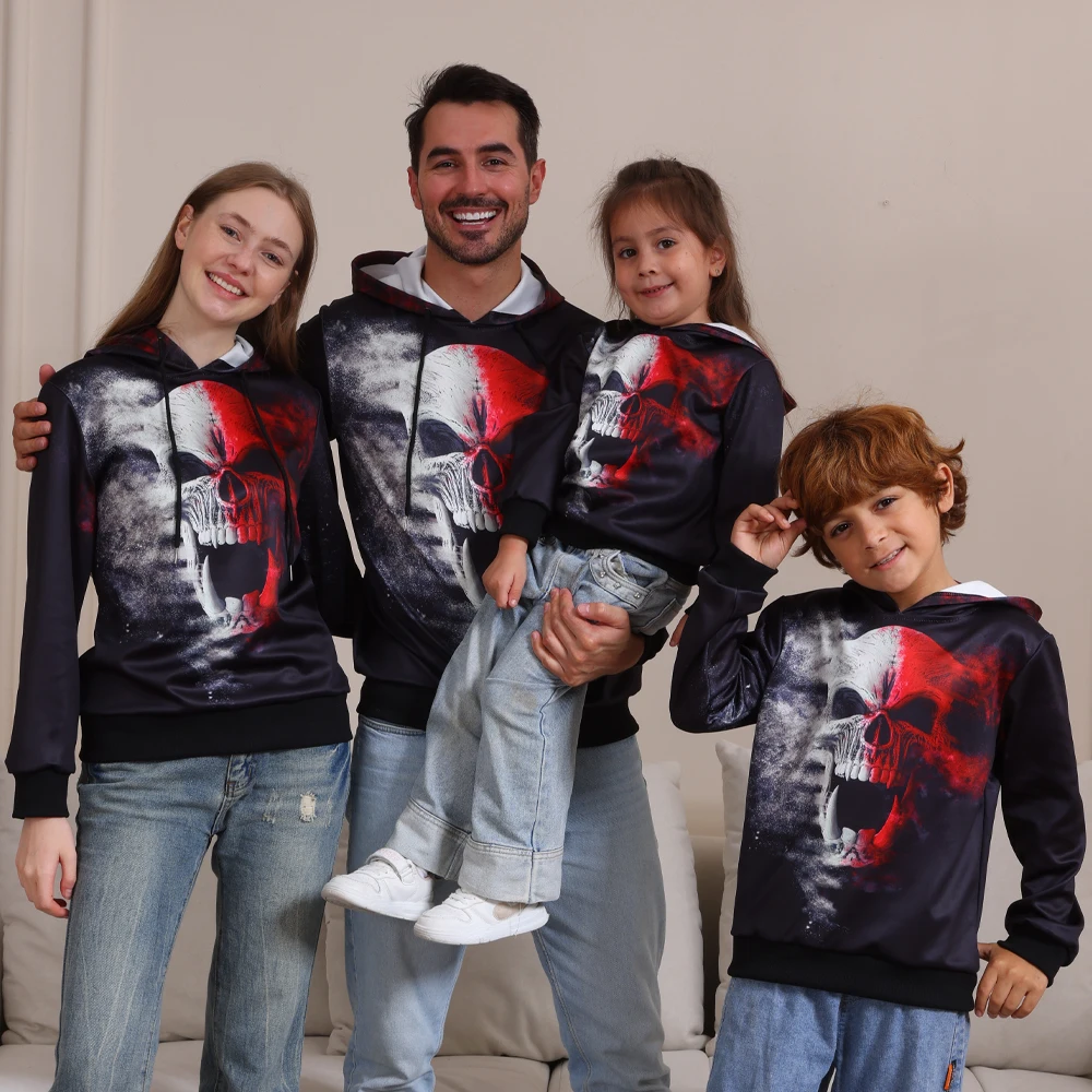 2024 New Halloween Family Matching Outfits Tops Fashion Pattern Print Parent Child Sweatshirt Set Mother Kids Holiday Clothes