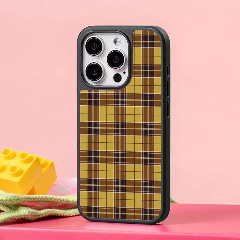 Retro American Minimalist Checkered Black Border Stylish Dustproof Case for IPhone 16 15 14 13 Pro Max Back Phone Cover for Capa