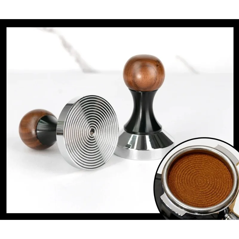 

51/53/58mm coffee walnut cloth powder needle, disperser needle type with threaded bottom solid wood handle coffee powder hammer